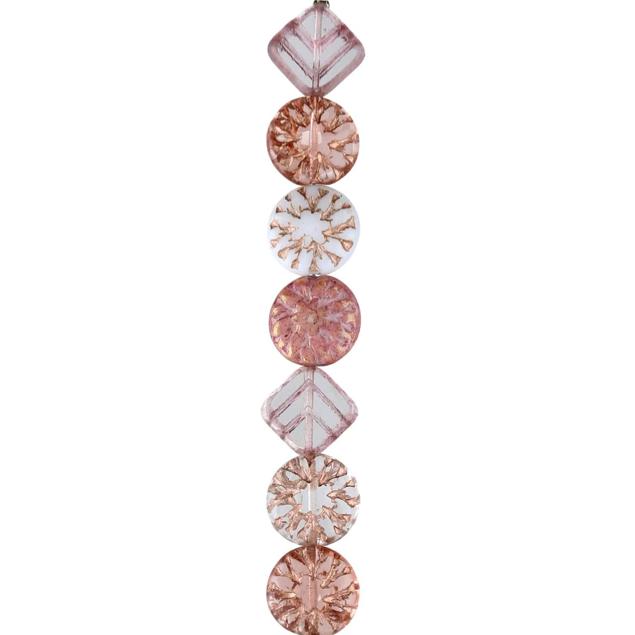 Pink Starburst Czech Glass Diamond & Flat Round Bead Mix by Bead Landing™